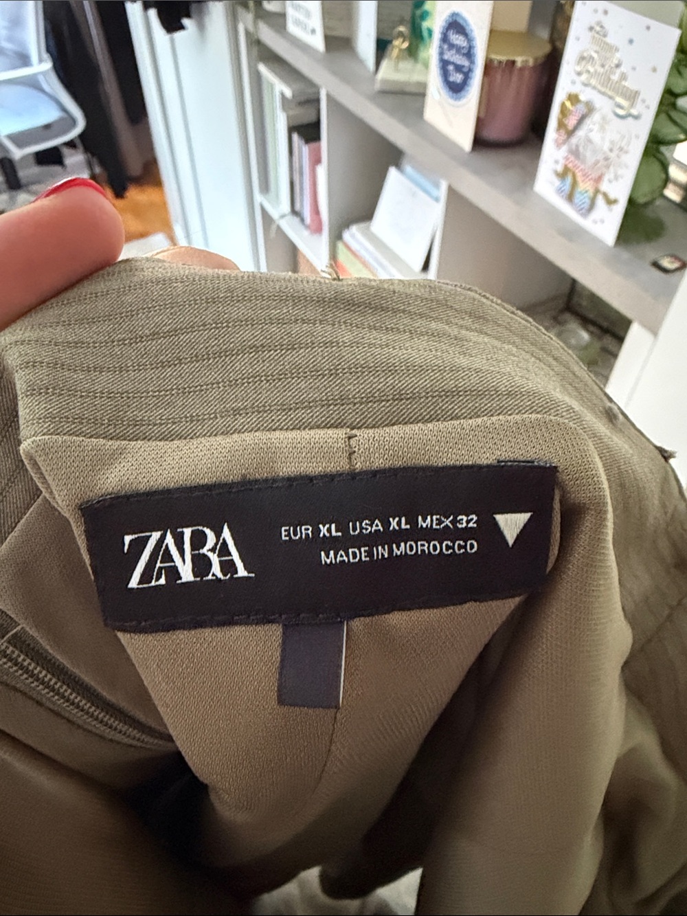 Zara Olive Green Pinstripe Fit & Flare Strapless Top - Picture 2 of 2